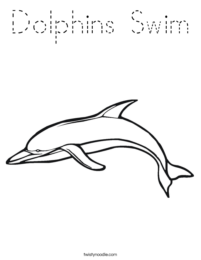 Dolphins Swim Coloring Page