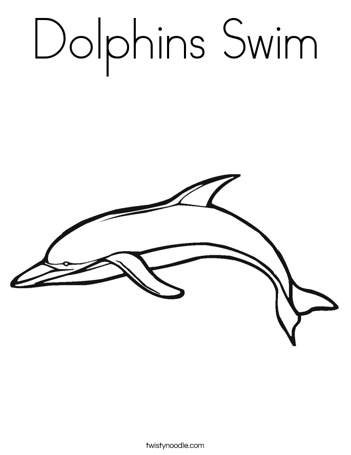 Dolphins Swim Coloring Page