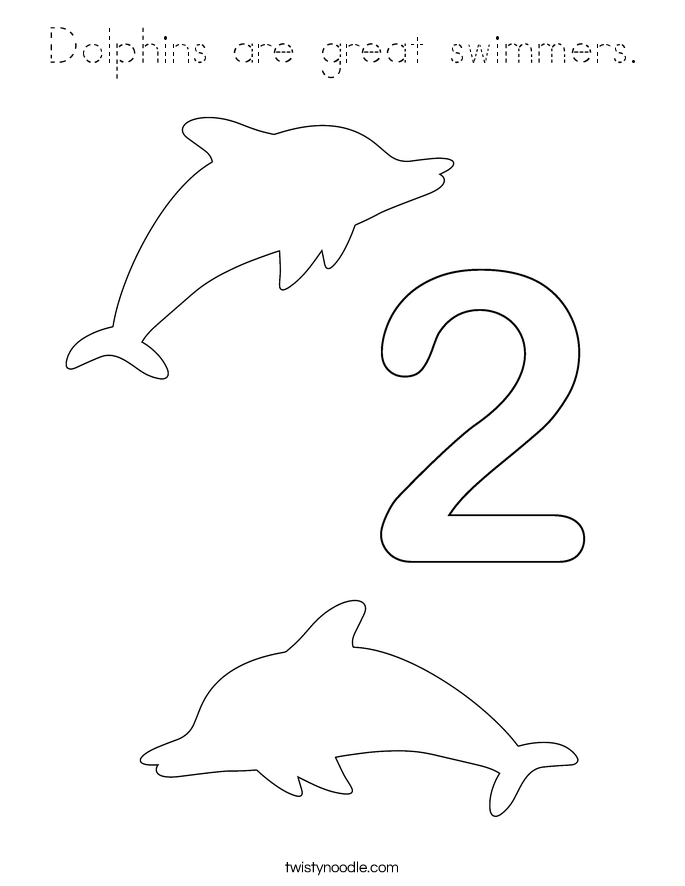 Dolphins are great swimmers. Coloring Page