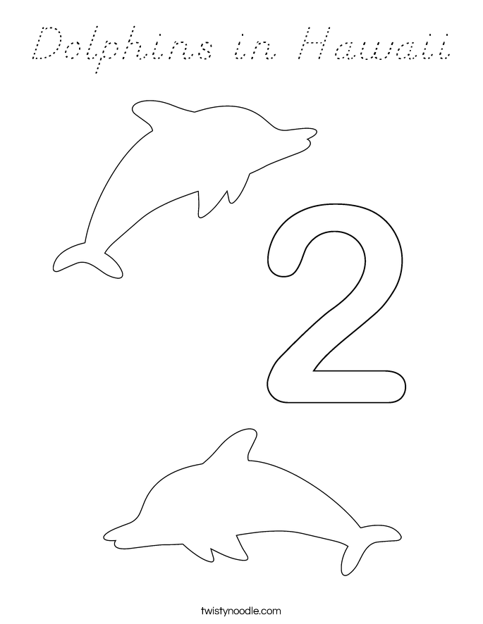 Dolphins in Hawaii Coloring Page