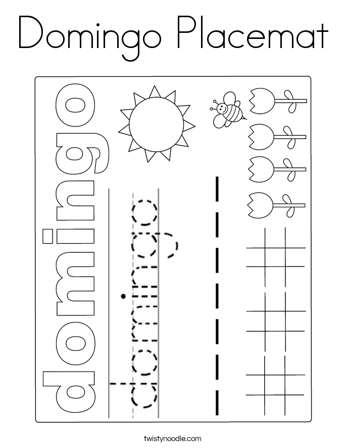 Domingo Placemat Coloring Page
