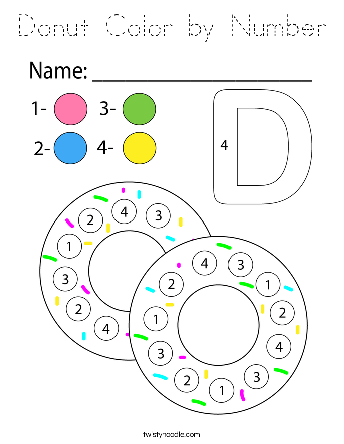 Donut Color by Number Coloring Page