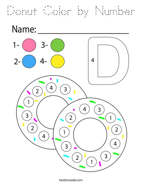 Donut Color by Number Coloring Page