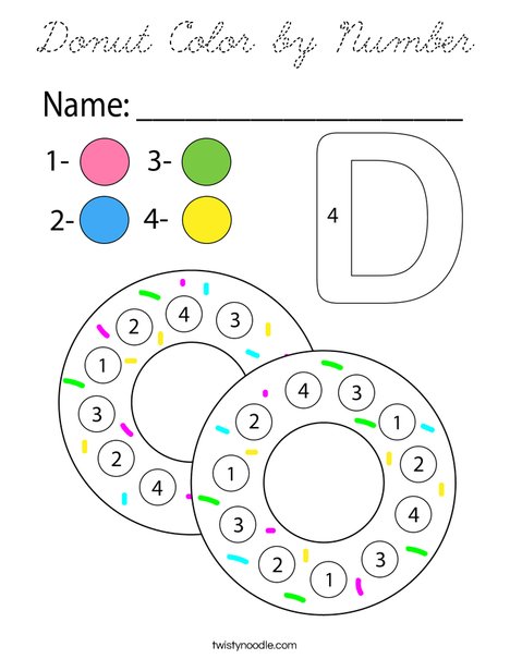 Donut Color by Number Coloring Page