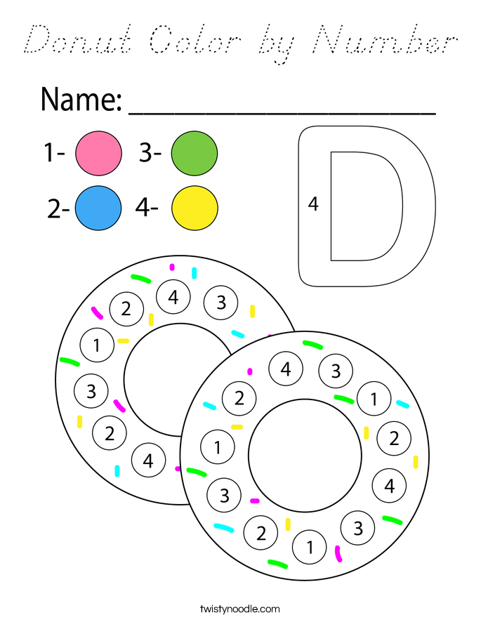 Donut Color by Number Coloring Page