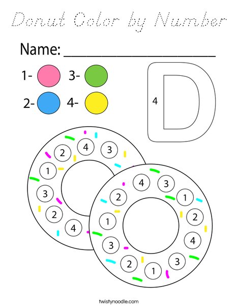 Donut Color by Number Coloring Page