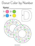 Donut Color by Number Coloring Page