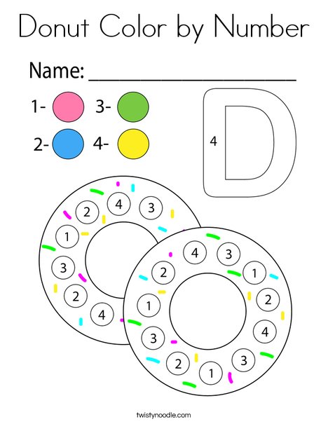 Donut Color by Number Coloring Page