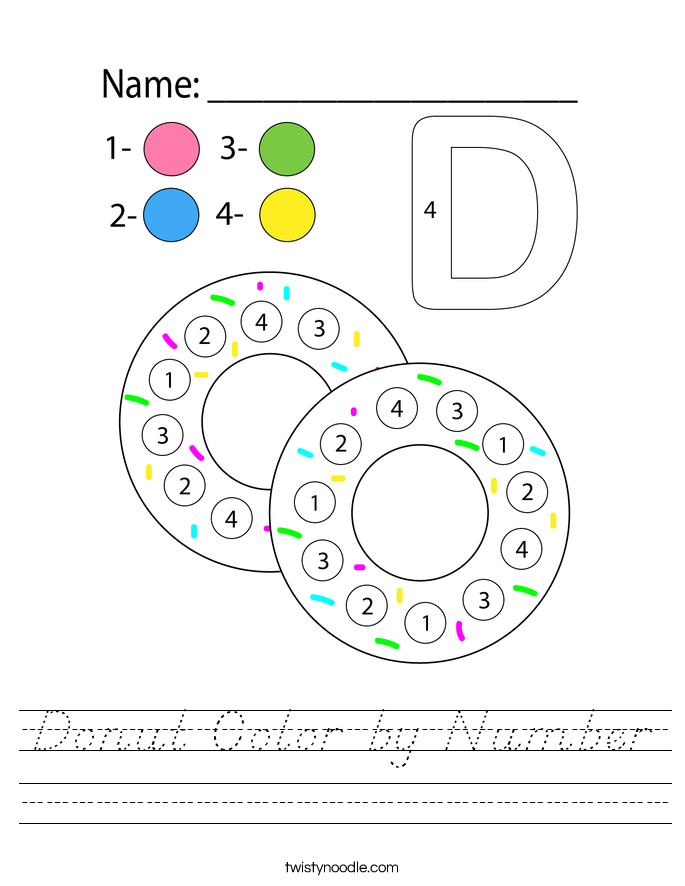 Donut Color by Number Worksheet