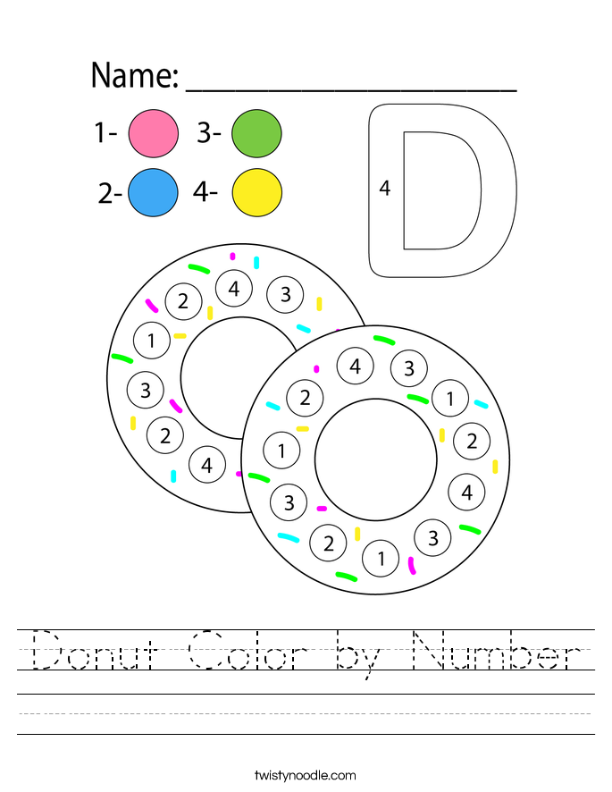 Donut Color by Number Worksheet