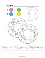 Donut Color by Number Handwriting Sheet