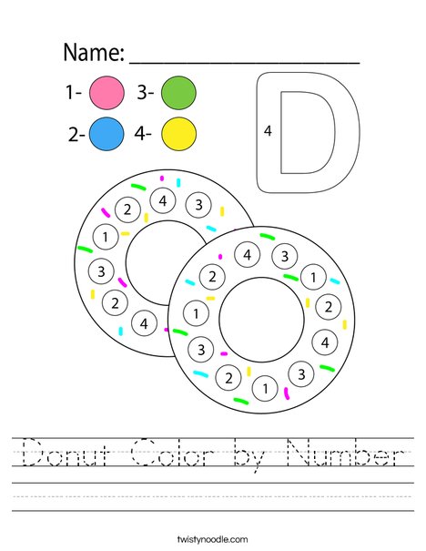 Donut Color by Number Worksheet
