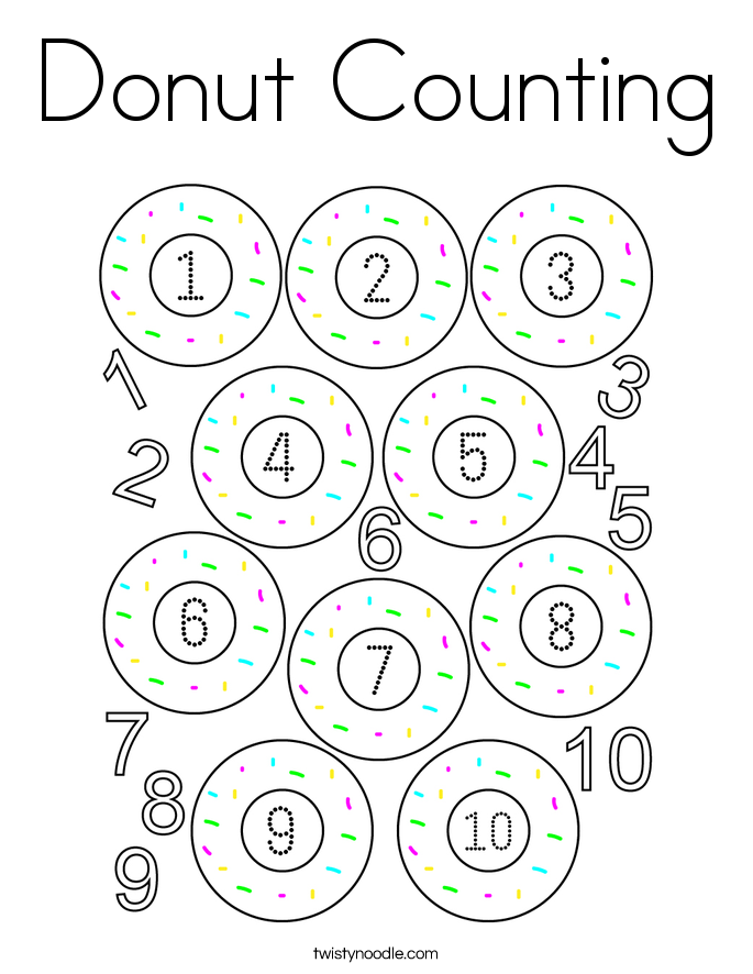 Donut Counting Coloring Page