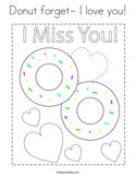 Donut forget- I love you Coloring Page