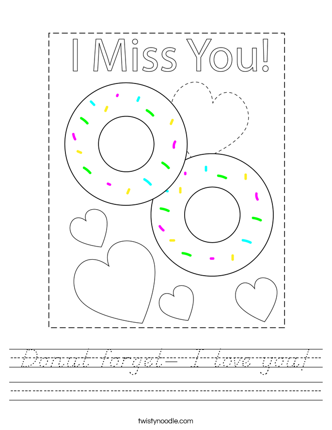 Donut forget- I love you! Worksheet