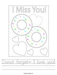 Donut forget- I love you! Worksheet