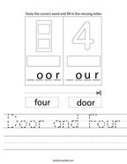Door and Four Handwriting Sheet