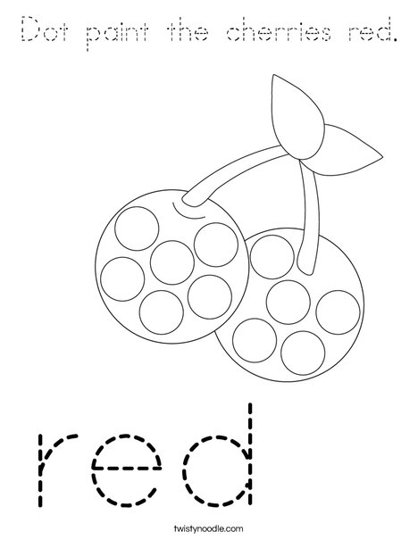 Dot paint the cherries red. Coloring Page