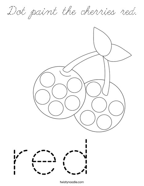 Dot paint the cherries red. Coloring Page
