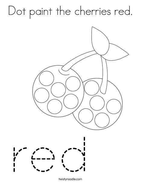 Dot paint the cherries red. Coloring Page