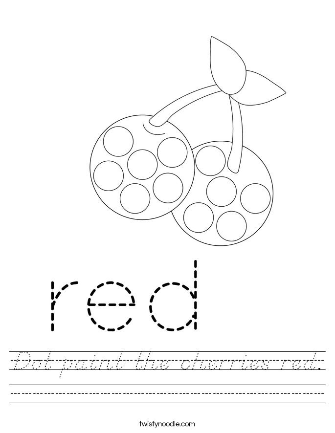 Dot paint the cherries red. Worksheet