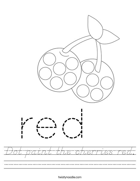 Dot paint the cherries red. Worksheet