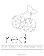 Dot paint the cherries red Handwriting Sheet