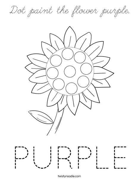 Dot paint the flower purple. Coloring Page
