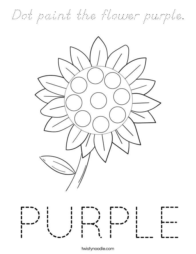 Dot paint the flower purple. Coloring Page