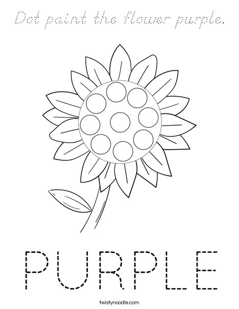 Dot paint the flower purple. Coloring Page