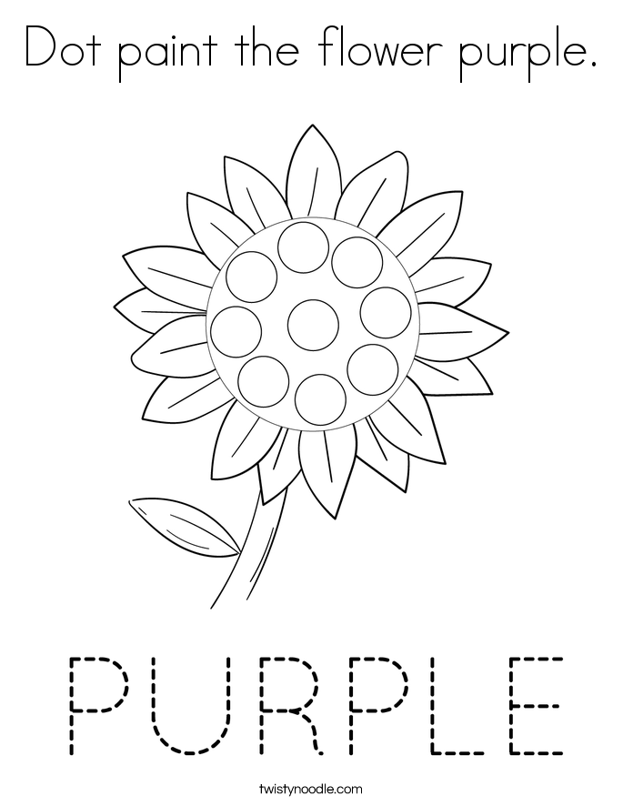 Dot paint the flower purple. Coloring Page