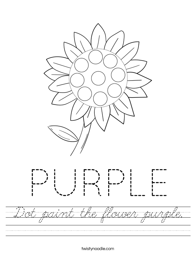 Dot paint the flower purple. Worksheet