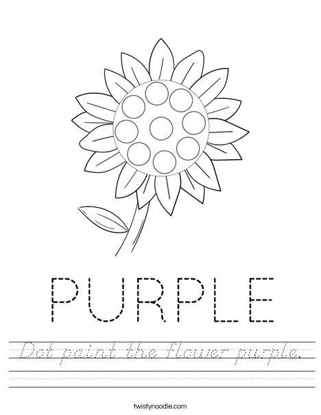 Dot paint the flower purple. Worksheet