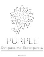 Dot paint the flower purple Handwriting Sheet