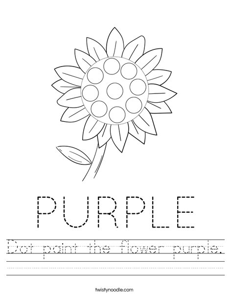 Dot paint the flower purple. Worksheet