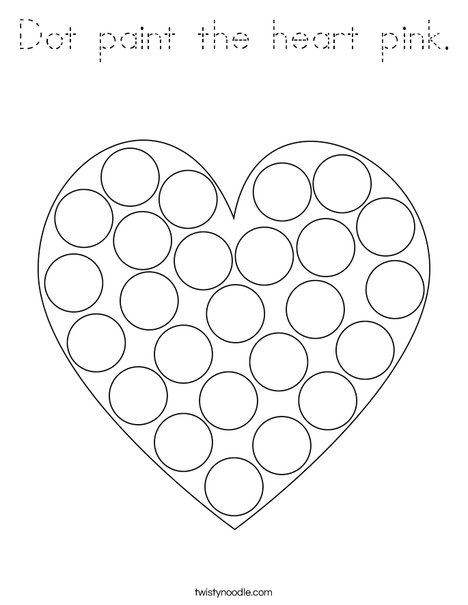 Dot paint the heart pink. Coloring Page