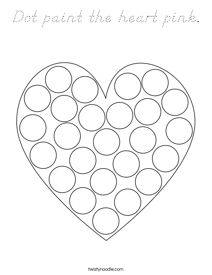 Dot paint the heart pink. Coloring Page