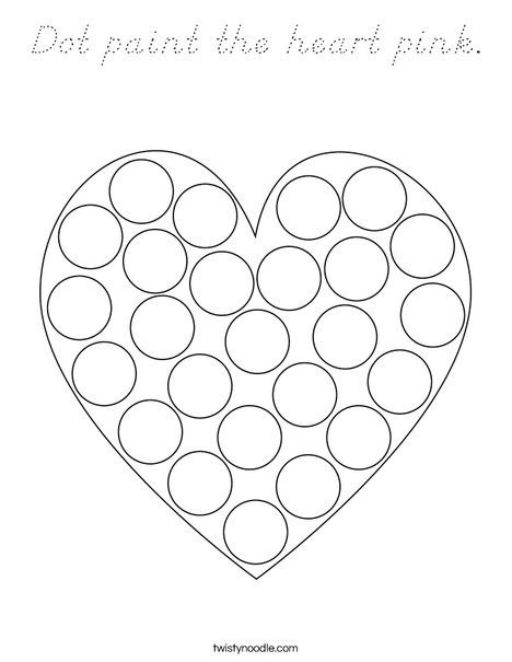 Dot paint the heart pink. Coloring Page