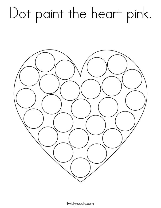 Dot paint the heart pink. Coloring Page