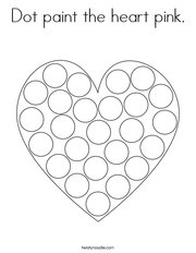 Dot paint the heart pink Coloring Page