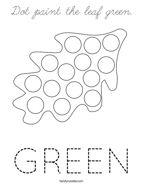 Dot paint the leaf green. Coloring Page
