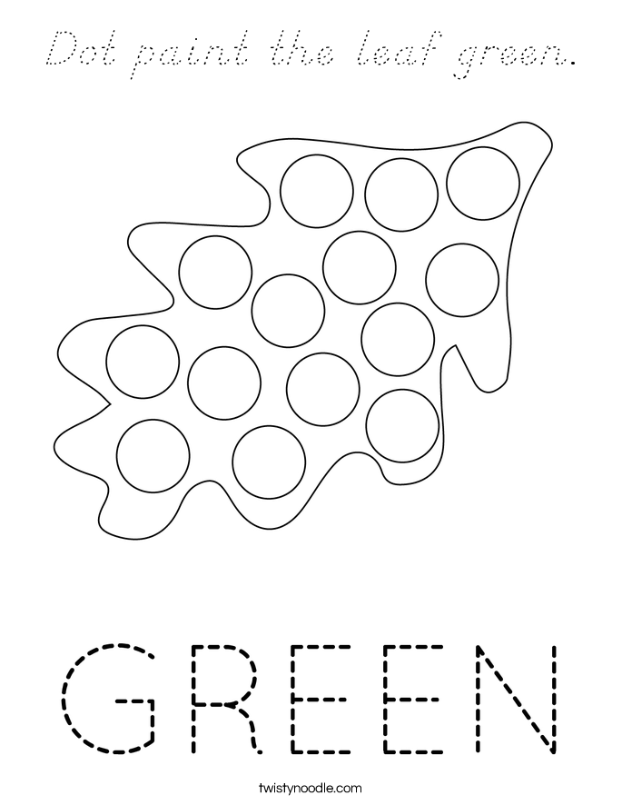 Dot paint the leaf green. Coloring Page