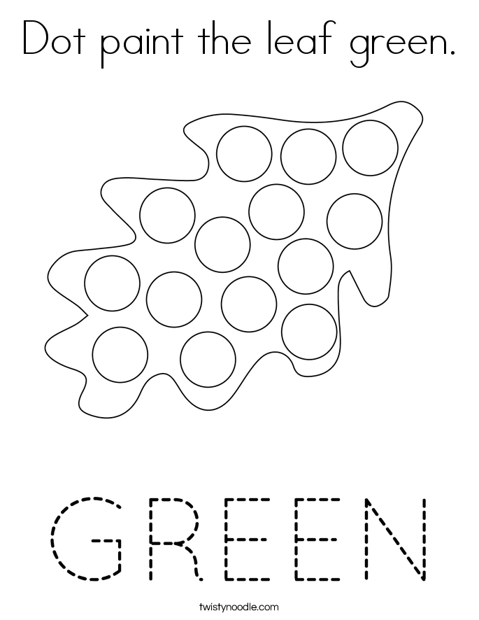 Dot paint the leaf green. Coloring Page