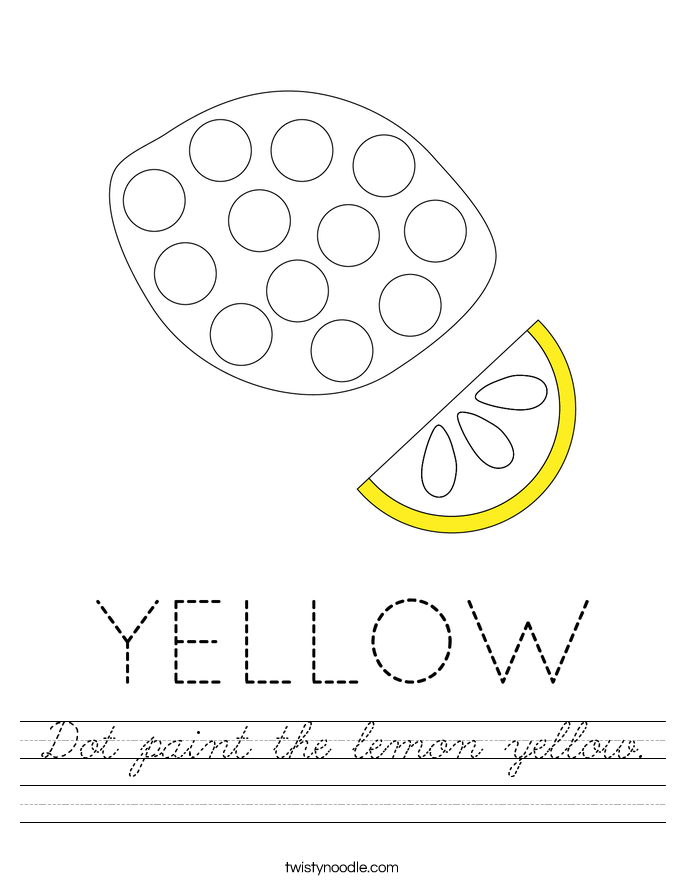 Dot paint the lemon yellow. Worksheet