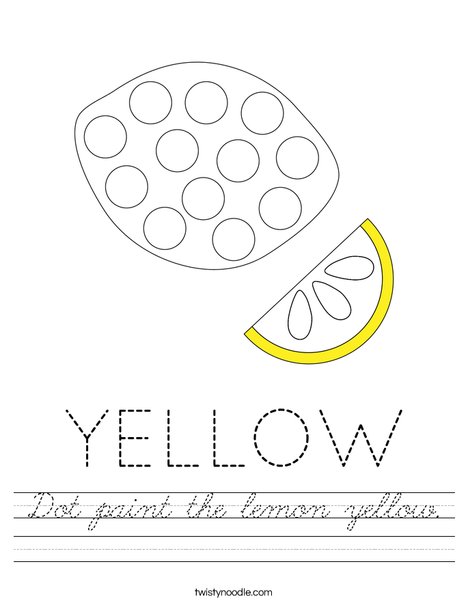 Dot paint the lemon yellow. Worksheet