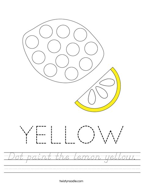 Dot paint the lemon yellow. Worksheet