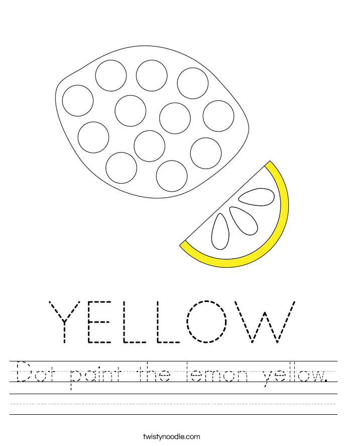 Dot paint the lemon yellow. Worksheet