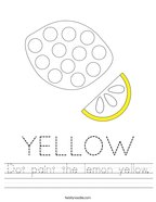 Dot paint the lemon yellow Handwriting Sheet