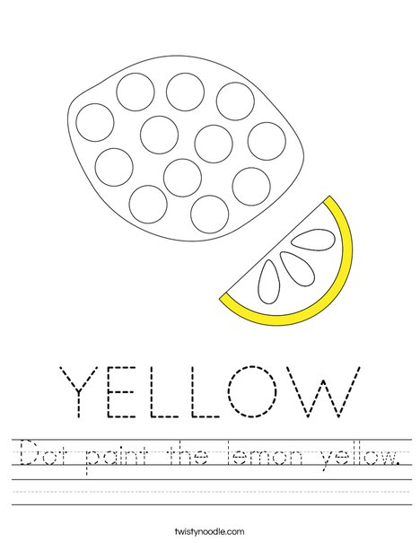 Dot paint the lemon yellow. Worksheet