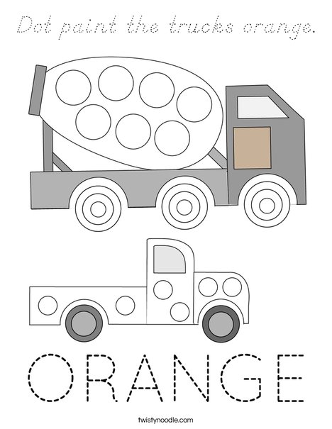 Dot paint the trucks orange. Coloring Page